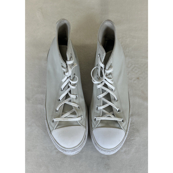 Converse Chuck Taylor All Star Lift High-top Platform Faux Leather Light Bone 10 - Picture 7 of 11